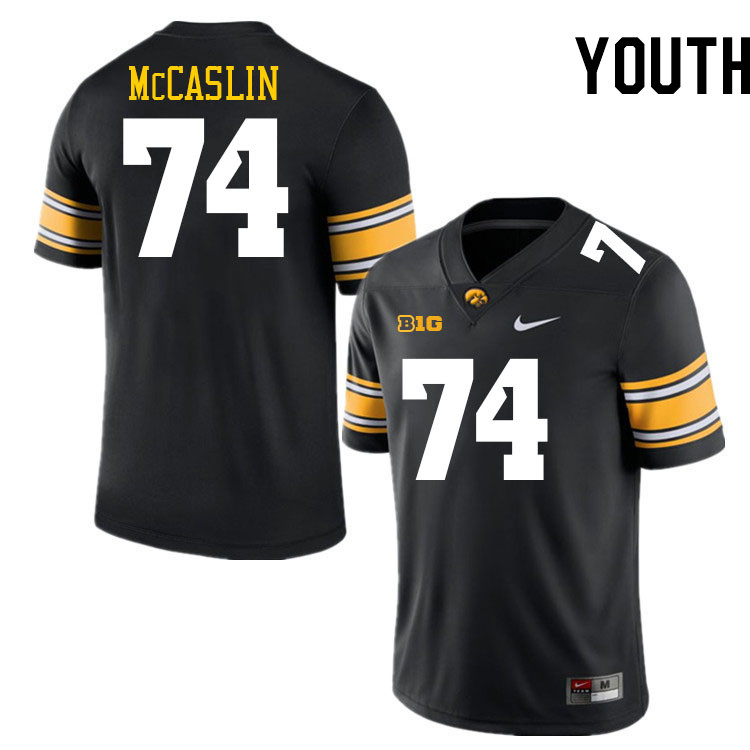 Youth #74 Bodey McCaslin Iowa Hawkeyes College Football Jerseys Stitched-Black